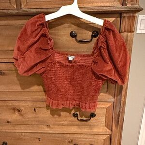 American Eagle Outfitters Terracotta Smocked Blouse